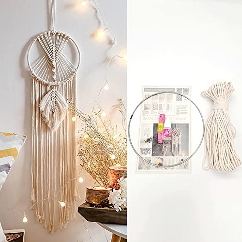 Makramee Traumfänger Set,Makramee Garn Baumwollgarn Makramee Schnur zum Basteln,Makramee Zubehör Set für DIY Handwerk Macrame Dekoration Wandteppich Wandbehänge Traumfänger,Ein Blatt Traumfänger