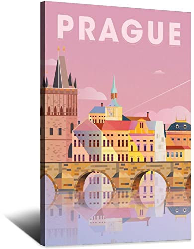 Prag Vintage Reiseposter Gemälde Poster Modern Geschenk Schlafzimmer Dekorativ
