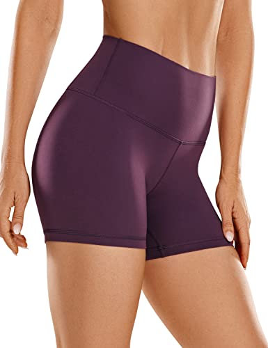 CRZ YOGA Butterluxe Damen Radlerhose Kurze Sporthose High Waist Yoga Sommer Shorts Laufshorts Fitness Hose - 10cm Dunkellila 38