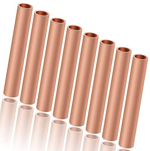 TIANLIN Tube en Cuivre Rond - 8 Pièces, 50 × 8 mm, Diamètre Intérieur 5 mm - Tube Creux à Bonne Conductivité pour Raccordement et Connexion par Câble