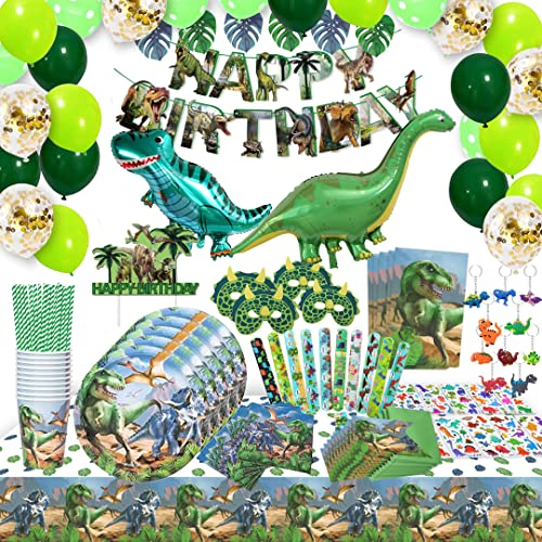 Bea's Party Dino deko kindergeburtstag, einladungskarten kindergeburtstag junge dinosaurier | partygeschirr set Dino pappteller kindergeburtstag, tortendeko dino servietten | Dino pinata