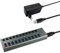 MaxTrack USB 3.0 Hub CH12L - USB 3.0 Hub mit 10 USB Ports, 1 Ladeport für Mobilgeräte, USB Hub mit Netzteil, 5 Gbps, USB Hub Aktiv, 2,4A Ladestation, Einzeln Schaltbar