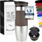 Milu Insulated Coffee Mug to Go - 100% Leak Proof - Stainless Steel - Double Wall Insulation - Travel Mug - Brown, 450ml