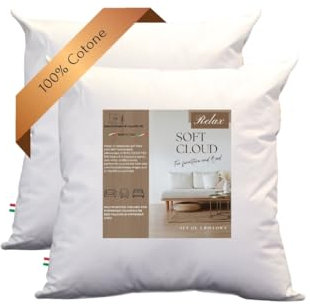 GM Soft Cloud Kissen 45x45 Kopfkissen 2er Set Dekokissen für Bett und Sofa Innenkissen 100% Baumwolle hypoallergene und atmungsaktive frische Made in Italy