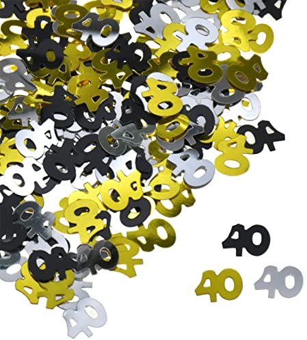 VIKY Konfetti 40 Geburtstag Männer Frauen Deko Schwarz Gold, Streudeko 40. Geburtstag Frauen Mann,Tischdeko 40. Geburtstag, Streudeko 40 Geburtstag,Geschenke zum 40 Geburtstag,Confetti Geburtstagsdeko