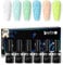 Beautilux Point Blanc Gel Nagellack, 6 Farben Snowflake Nagellack-Set, 10ml Weiß, Hellblau, Hellgrün, Blau, Braun, Fluoreszierend Gel-Nagellack für Nagelgel und Malfarben Nail Art