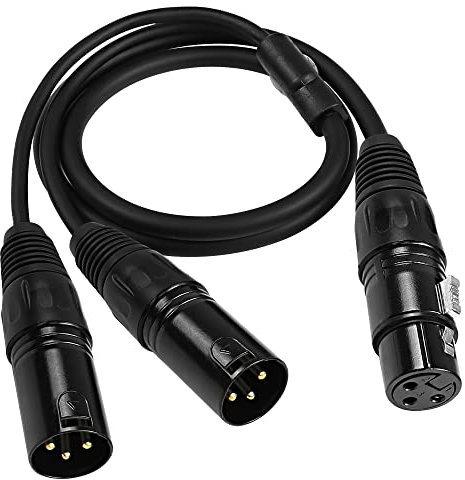 MEIRIYFA Cavo Splitter XLR 1 Femmina a 2 Maschio - Cavo Microfono Bilanciato Y 3Pin a Doppio XLR - Adattatore Audio 0.8M