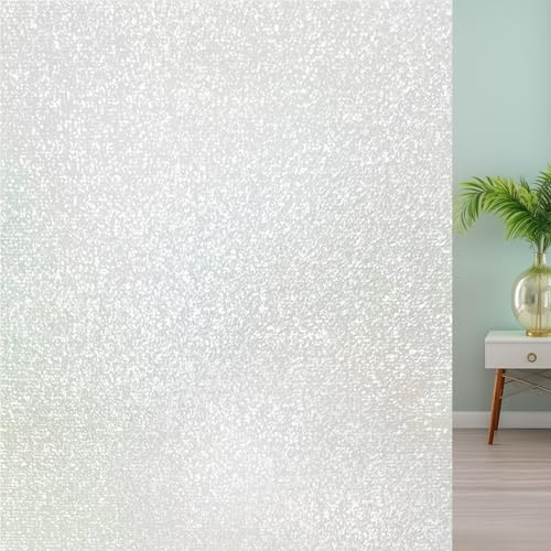 DIFIT Pellicola per Vetri Finestre 44.3x200cm, Scintillante Glassato Adesiva Opaca Decorazione Privacy Anti-UV per Bagno Ufficio Camera Da Letto, Grigio