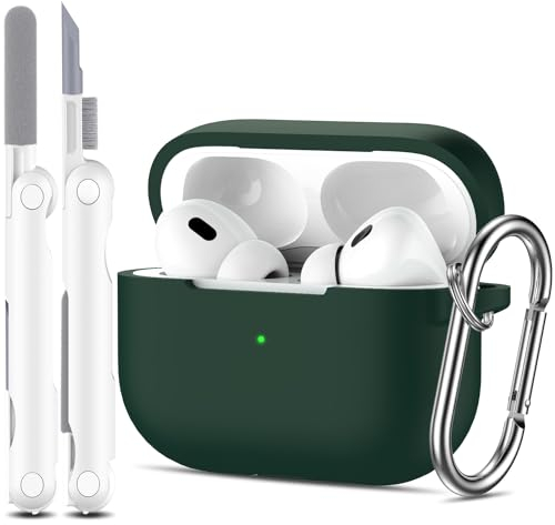 R-fun Custodia per AirPods Pro 2a/1a generazione con set di pulizia, protezione completa in silicone per custodia di ricarica Apple AirPods Pro 2023/2022/2019 [LED anteriore visibile],verde foresta