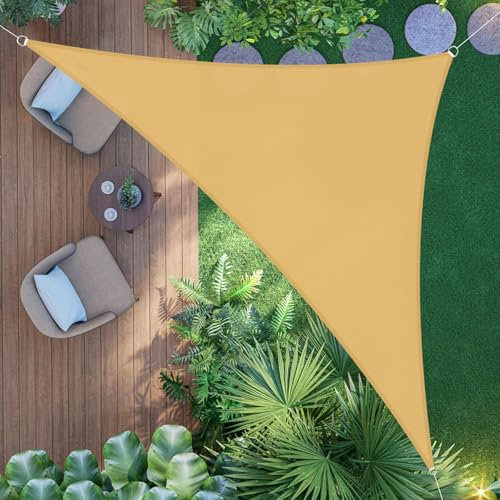 AXT SHADE Toldo Vela de Sombra Impermeable Triangular 2,5x2,5x3,5m Protección Rayos UV para Terraza Exterior Patio Jardín-Arena