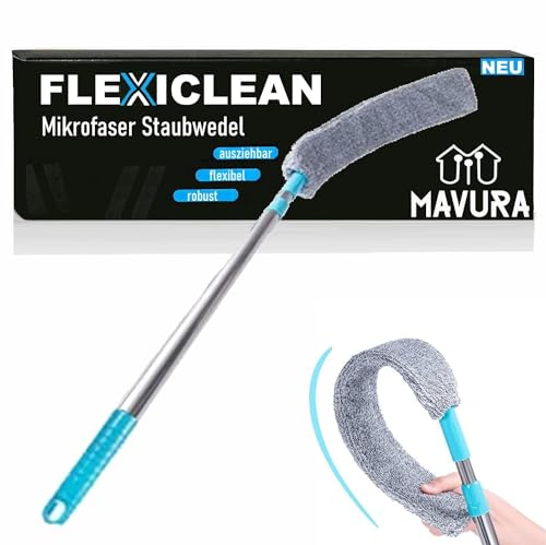 FLEXICLEAN Flexibler Staubwischer Mikrofaser Staubwedel Teleskop, Staubfänger Spalt Staubreiniger waschbar ausziehbar