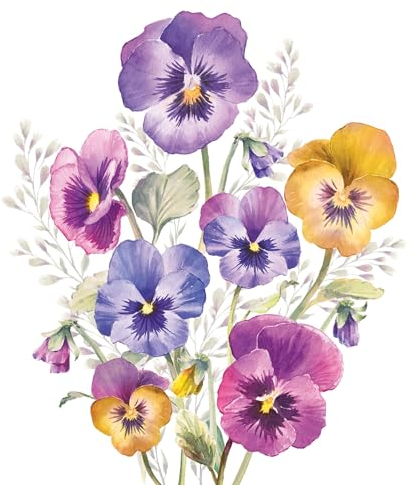 20 Servietten Blumen Stiefmütterchen in prächtigen Farben als Tischdeko. Papierservietten mit Motiv. Auch für Decoupage und Serviettentechnik 33x33cm