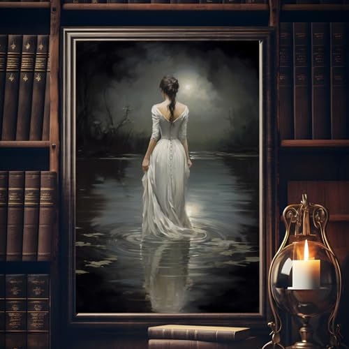 Vintage Gothic viktorianische Wandkunst Vintage französische Drucke abstrakte Frau Leinwand für Mädchenzimmer viktorianische Frau Malerei schwarz ästhetische Poster Vintage Gothic Bilder 40,6 x 61 cm