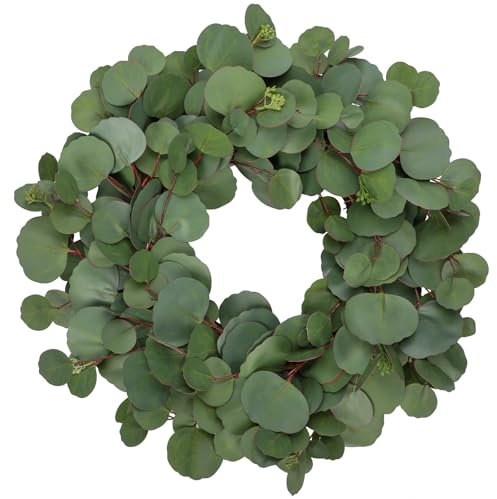 50cm Künstlicher Eukalyptuskranz Blattkränze die Haustür Sommerkranz Türkranz Dekoration Grünkranz für Bauernhaus Fenster Dekoration Hochzeit Tür Party Wand Festival Garten Dekor