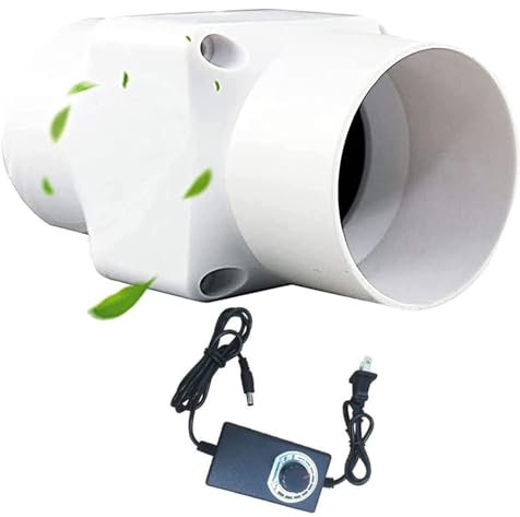 LRUPVEG 2inch Inline Duct Fan, Bathroom Exhaust Fan Kitchen 12V 6W Small Blower For Grow Tent Attic High Efficiency Exhaust Air Fan(Black,Adjustable speed)