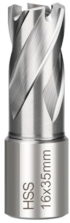 BALUGAEA HSS Kernbohrer 16 mm Schneiddurchmesser, 19 mm Weldonschaft, 35 mm Schnitttiefe, Kernbohrer für Magnetbohrmaschinen