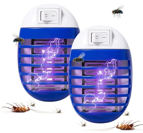 Indoor Fly Zapper Plug-In - Attrape-mouches électrique avec lumière UV | Piège lumineux à LED pour mouches des fruits, moucherons et insectes domestiques | Piège à mouches puissant pour cour et patio,