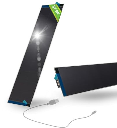 Panneau solaire USB – Petit chargeur de panneau solaire 5 V 5,5 W avec haute performance monocristallin pour stores motorisés, fenêtres, sonnette, caméra de sécurité, smartphone