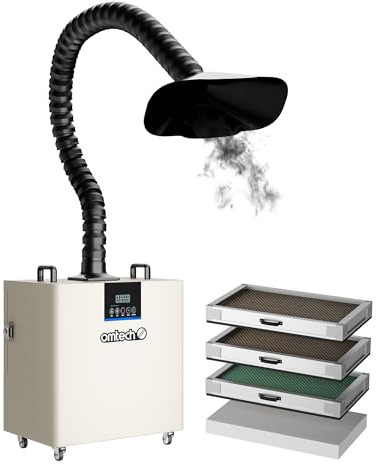 OMTech Rauchabsauger LSP-300 4-Stufen-Filter Rauchabsorber mit Fernbedienung 300W 467m3/h Timer 10 Geschwindigkeiten Löt-Laser-Rauchabsaugung Lötrauchabsaugung für Lasergravierer Markierung Lötstation