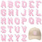 Sibba Iron-on Letters 52 Pcs Alphabet Patches - Adhesive Decorate & Repair Patches A-Z Embroidered Appliqué Sticky for Shirts, Jackets, Hats, Jeans, Bags (Pink)