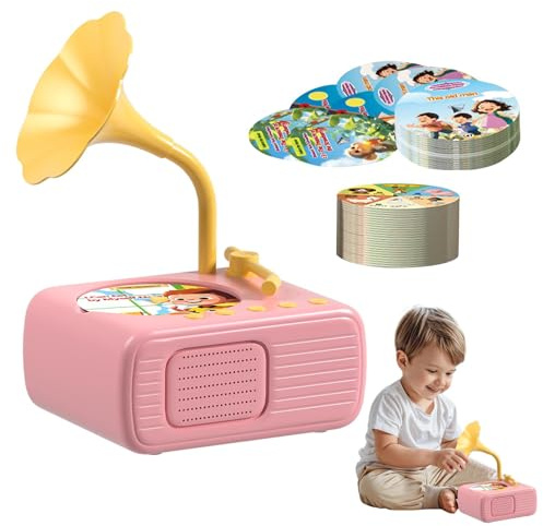Genikeer Gramófono Niños, Tocadiscos para Niños con 96 Tarjetas Educativas, Juguete Musical para Niños y Niñas, Regalo