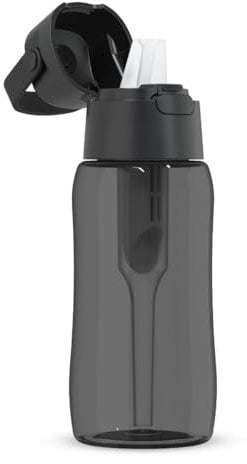 BRITA Botella de Filtro de Agua SOLID Negra, 0,5 L - con Filtro de Carbón activado que mejora el pH, sin BPA, Elimina el sabor y el olor a cloro, fabricada con resistente Tritan™