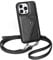 LUCKYCOIN Crossbody Wallet Phone Case with Adjustable Neck Strap for iPhone 15 Pro 6.1 in,Mobile Phone Crossbody Lanyard Cases for Women,Stylish Pebbled Genuine Leather Phone Purse Covers Black