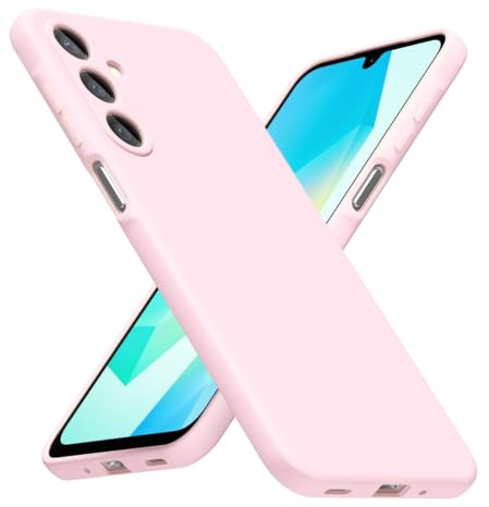 LoeoeL for Samsung Galaxy A16 5G Phone Case Silicone, Minimalist Ultra Thin Slim Soft Rubber Gel Solid Color Matte TPU Cute Case for Women Men, Girly Plain Aesthetic Design & Camera Cover, Light Pink