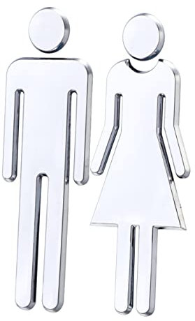 Angoily Autocollants Muraux Pour Toilettes Hommes Et Femmes Effet Miroir Panneau Adhésif Amovible Acrylique Décoration Pour Écoles Et Bars Argentée