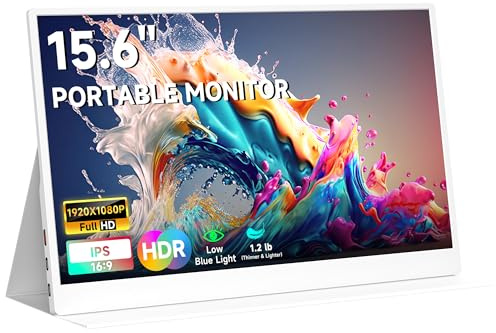AYY Portable Monitor for Laptop 15.6 Inch, FHD 1080P USB-C HDMI Travel Monitor External for Computer, Second Display HDR IPS Gaming Extender for PC MAC Phone PS4/5 Xbox Switch, Built-in Speakers