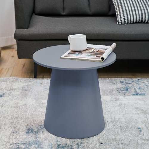 [en.casa] Tavolino da caffè Tavolo Basso con Base a Cono Troncato e Piano Rotondo Tavolino Laterale da Divano 40 x Ø44 cm Blu Grigiastro
