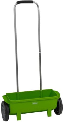 Woodside 10 Litre Lawn & Grass Seed Spreader for Granular Fertiliser and Lawn Treatments, Adjustable Flow Rate, 110cm Handle Height
