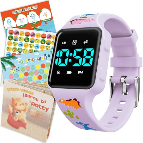 VTAIGE Toddler Potty Training Set - Potty Training Clock with Musical/Vibration Countdown Notifications, Fun Board Book, Progress Chart and Reward Stickers - Interactive