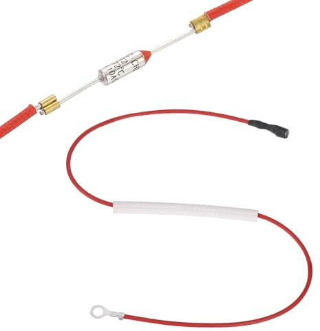 sourcing map Universal Rice Cooker Temperature Fuse, 172°C 10A 250V Metal Thermal Fuse with Terminal and Ring Terminal Fiberglass Sleeving for Electric Pressure Cooker Repair Part