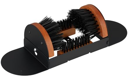 Relaxdays shoe scraper with all-round brushes, outdoor doormat, sturdy bristles, floor mounting, black/brown