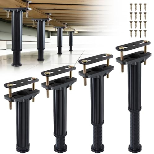 LOSCHEN 4 Stück Höhenverstellbare Bettstützfüße 19,6-33,2 cm, Hochbelastbare Zentralstützfüße für Bettgestell, Bettlatten & Möbel, Ersatzbettfüße zur Stabilisierung