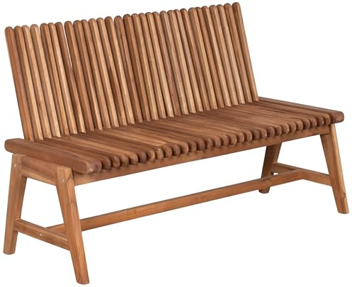 Mr.Deko Gartenbank Leeds 130cm Holzbank Outdoor klappbare Rückenlehne Teak