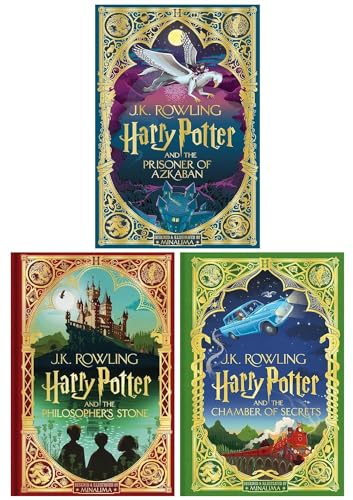 Harry Potter MinaLima Edition 3 Books Collection Set (Harry Potter and the Philosopher’s Stone, Harry Potter and the Chamber of Secrets & Harry Potter and the Prisoner of Azkaban)