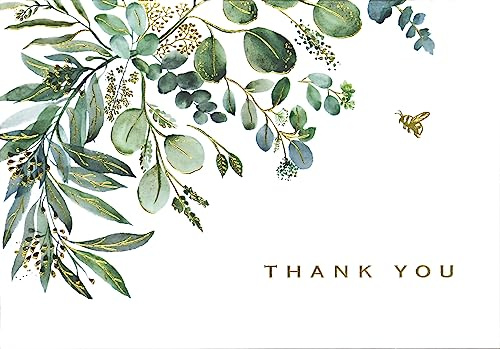 Eucalyptus Thank You Note Cards (14 Cards, 15 Self-sealing envelopes)