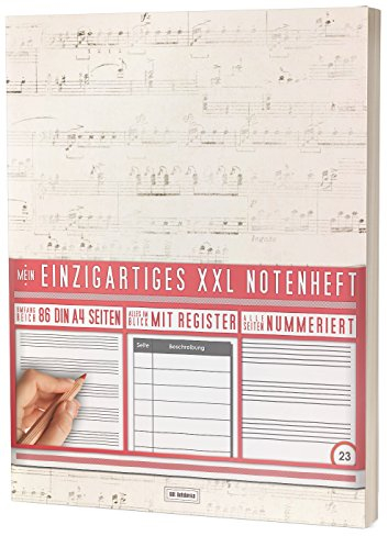 Mein Notenheft / 86 Seiten, 44 Blätter, 12 Systeme / Mit Register und Seitenzahlen / PR301 „White Pergament“ / DIN A4 Softcover