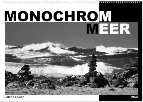 Monochrom Meer (Wandkalender 2025 DIN A2 quer), CALVENDO Monatskalender