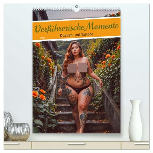 Verführerische Momente - Kurven und Tattoos (hochwertiger Premium Wandkalender 2026 DIN A2 hoch), Kunstdruck in Hochglanz: Der Kalender zeigt kurvige, ... anspruchsvollen Posen. (CALVENDO Erotik)