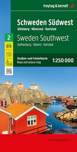 freytag & berndt Straßenkarte Schweden Südwest 1:250.000: Straßen- und Freizeitkarte Göteborg - Vänersee - Karlstad, Camping- und Stellplätze, Blatt 2