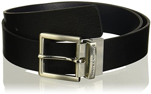 Armani Exchange A|X Skinny Ledergürtel für Herren, Schwarz/Marineblau/Schwarz/Marineblau, 30