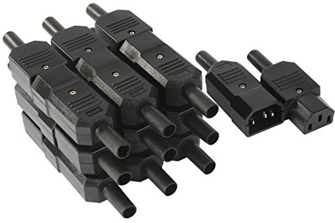 sourcing map 10Pair AC250V 10A IEC C14 Male C13 Female, 3 Pins Terminals Inline Adapter Plug Power Socket Connectors