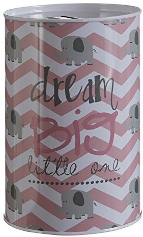 Premier Housewares 1411326 Dream Big Money, Tin, Pink, 10 x 10 x 15 cm