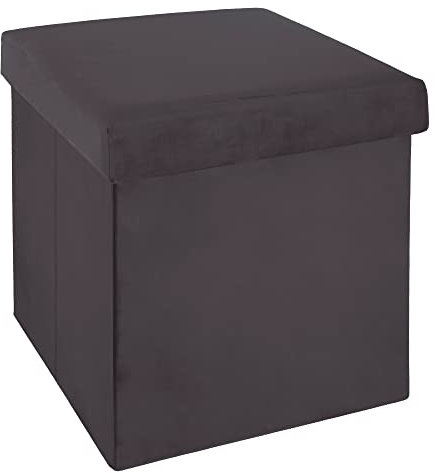 Atmosphera - Klappbarer Sitzsack Tess dunkelgrau aus Samt - Grau