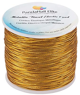 PandaHall Elite 1 Rolle 100 mt/Rolle 1mm Runde Elastische Stretch String Cord für Armband Halskette DIY Schmuckherstellung, Goldrute