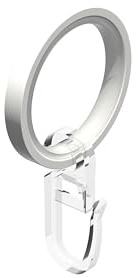 INTERDECO Gardinenstangen Gardinenringe mit Einlage, aus Metall und Kunststoff, Weiß, Flachringe mit Faltenhaken für Vorhangstangen 20 mm, Ringe in 35 x 28 mm, Typ 1120507, 20 Stück