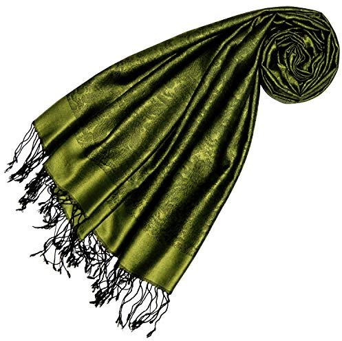 Lorenzo Cana - Damen Schal 70% Seide 30% Viskose Paisley Muster Schaltuch 70 cm x 190 cm zweifarbig gruen Schal 7861977